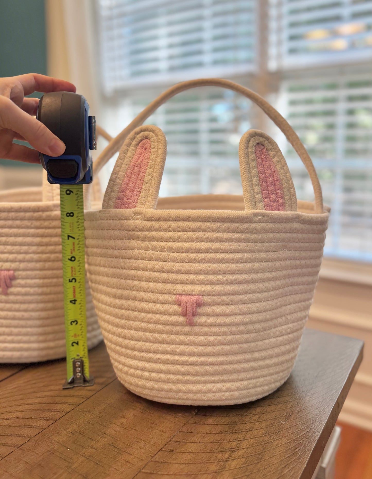 Hand embroidered name Easter basket bunny face