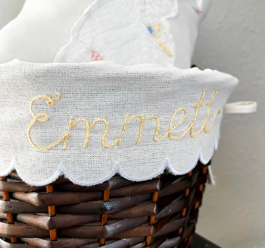 Hand embroidered name Easter basket